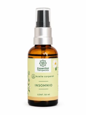 Aceite corporal Insomnio Essential Therapeutics de 50 ml sobre fondo blanco.