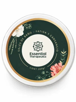 Sal de baño Fatiga y Cansancio Essential Therapeutics de 200 g sobre fondo blanco.